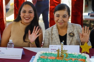 Tonantzin Fernández anuncia pavimentación de la avenida de acceso al CECyTE de Almoloya
