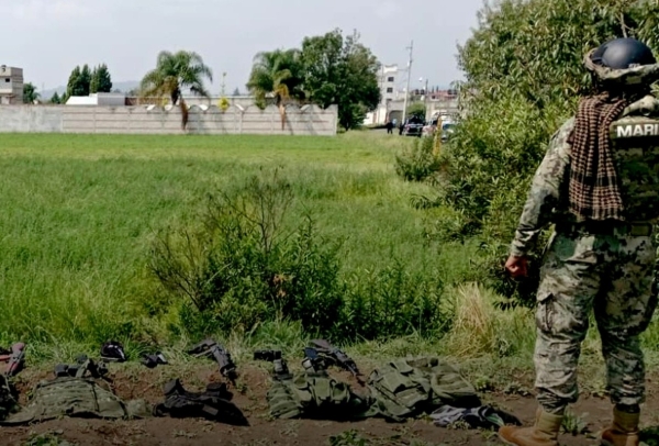 Policía de Texmelucan y Semar logran el aseguramiento de armas y equipo táctico