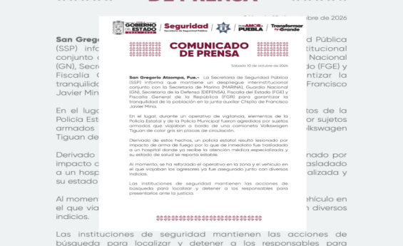 SSP garantiza seguridad en la junta auxiliar Chipilo de Francisco Javier Mena